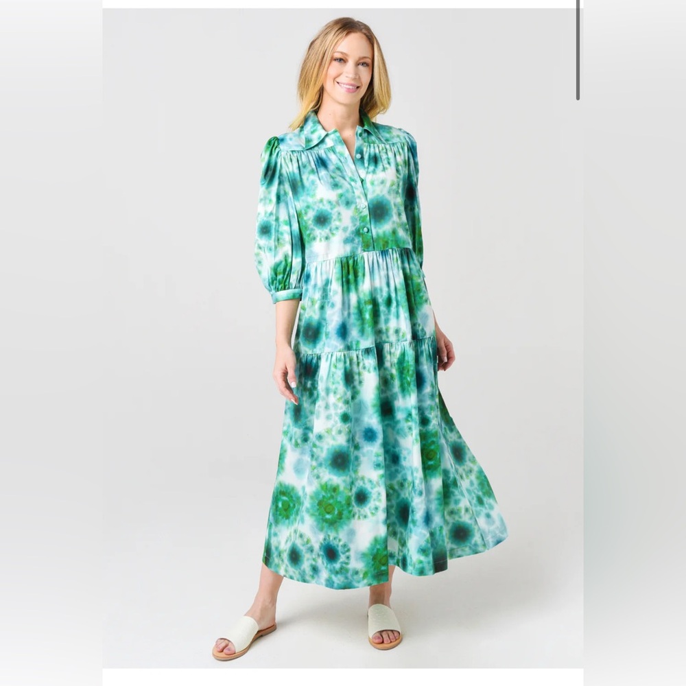 Hunter Bell Green Tie-Dye Maxi Dress